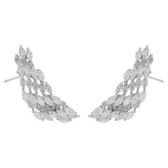 Nature 3.6 Carat Marquise Diamond Ear Cuff Earrings 14 Karat White Gold Jewelry