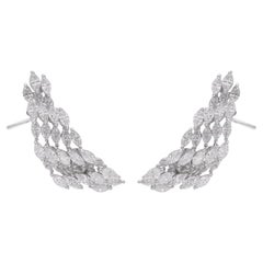 Pendientes puño de oreja de diamante marquesa natural de 3,6 quilates Joyas de oro blanco de 18 quilates