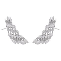 Natural 3.6 Carat Marquise Diamond Ear Cuff Earrings 18 Karat White Gold Jewelry