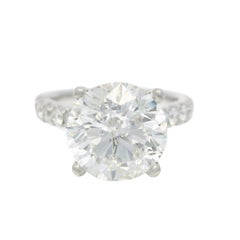 Natural 3.61 Carat Round Brilliant Cut Diamond 18-Karat Engagement Ring In Stock