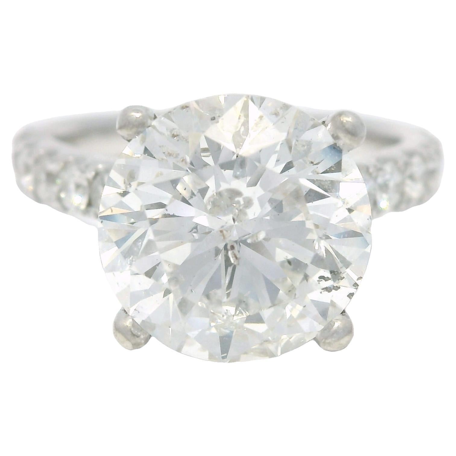 Natural 3.61 Carat Round Brilliant Cut Diamond 18-Karat Engagement Ring In Stock
