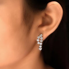 Handmade Natural 3.6Ct SI/H Diamond Drop Earrings 14 Karat White Gold