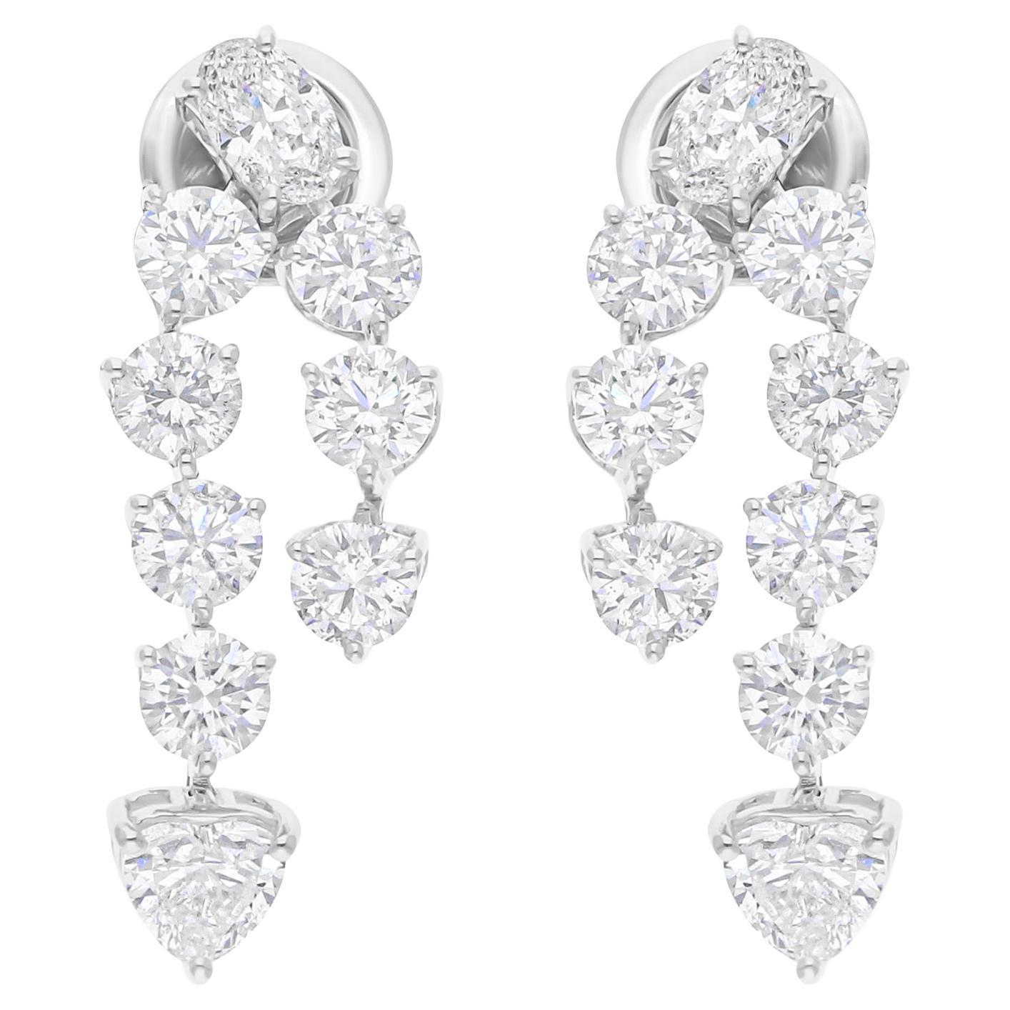 Natürliche 3,61 Karat SI/H Multi Diamant Ohrringe 14 Karat Weißgold