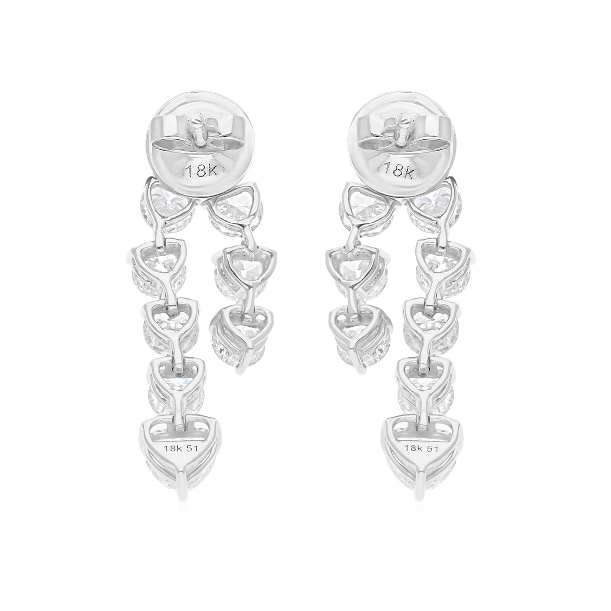 Moderno Orecchini pendenti con diamanti multipli naturali da 3,61 carati SI/H Oro bianco 18 carati in vendita