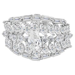 Anillo de diamantes naturales de 3,64 quilates con claridad SI y color HI Joyas de oro blanco de 18 quilates