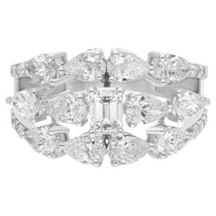 Natural 3.65 Carat SI Clarity HI Color Multi Diamond Ring 14 Karat White Gold