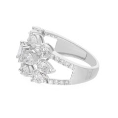 Natural 3.65 Carat SI Clarity HI Color Multi Diamond Ring 18 Karat White Gold