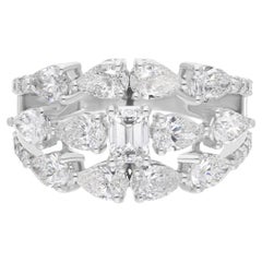 Natural 3.65 Carat SI Clarity HI Color Multi Diamond Ring 18 Karat White Gold