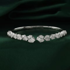 Pulsera brazalete de diamantes naturales SI/H de 3,65 quilates Joyas de oro blanco de 18 quilates
