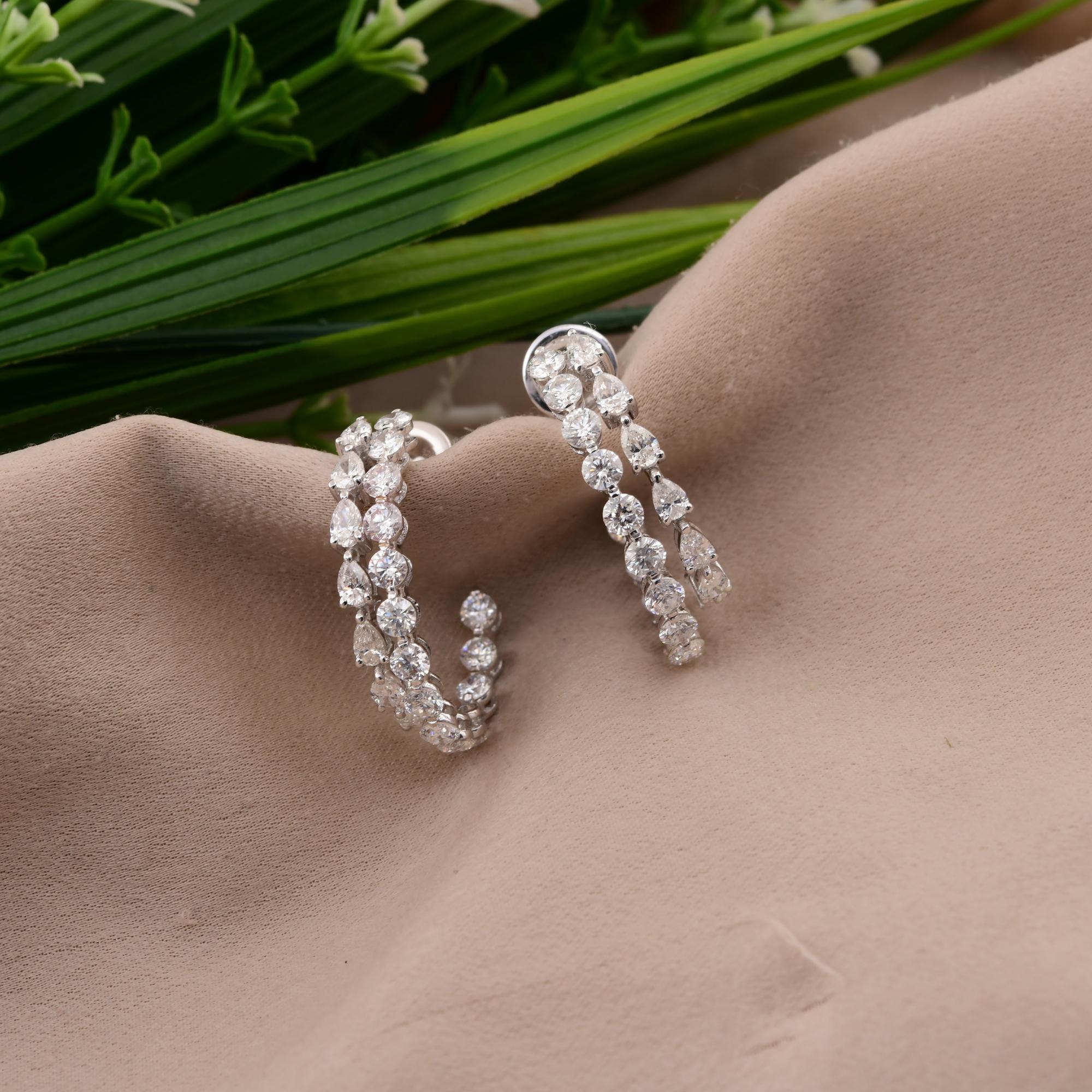 Modern Natural 3.66 Carat SI/H Pear Brilliant Cut Diamond Earrings 14k White Gold For Sale