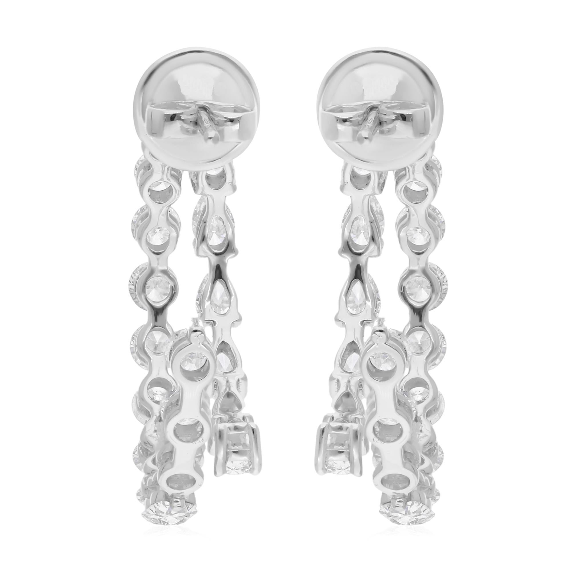 Natural 3.66 Carat SI/H Pear Brilliant Cut Diamond Earrings 14k White Gold For Sale 1