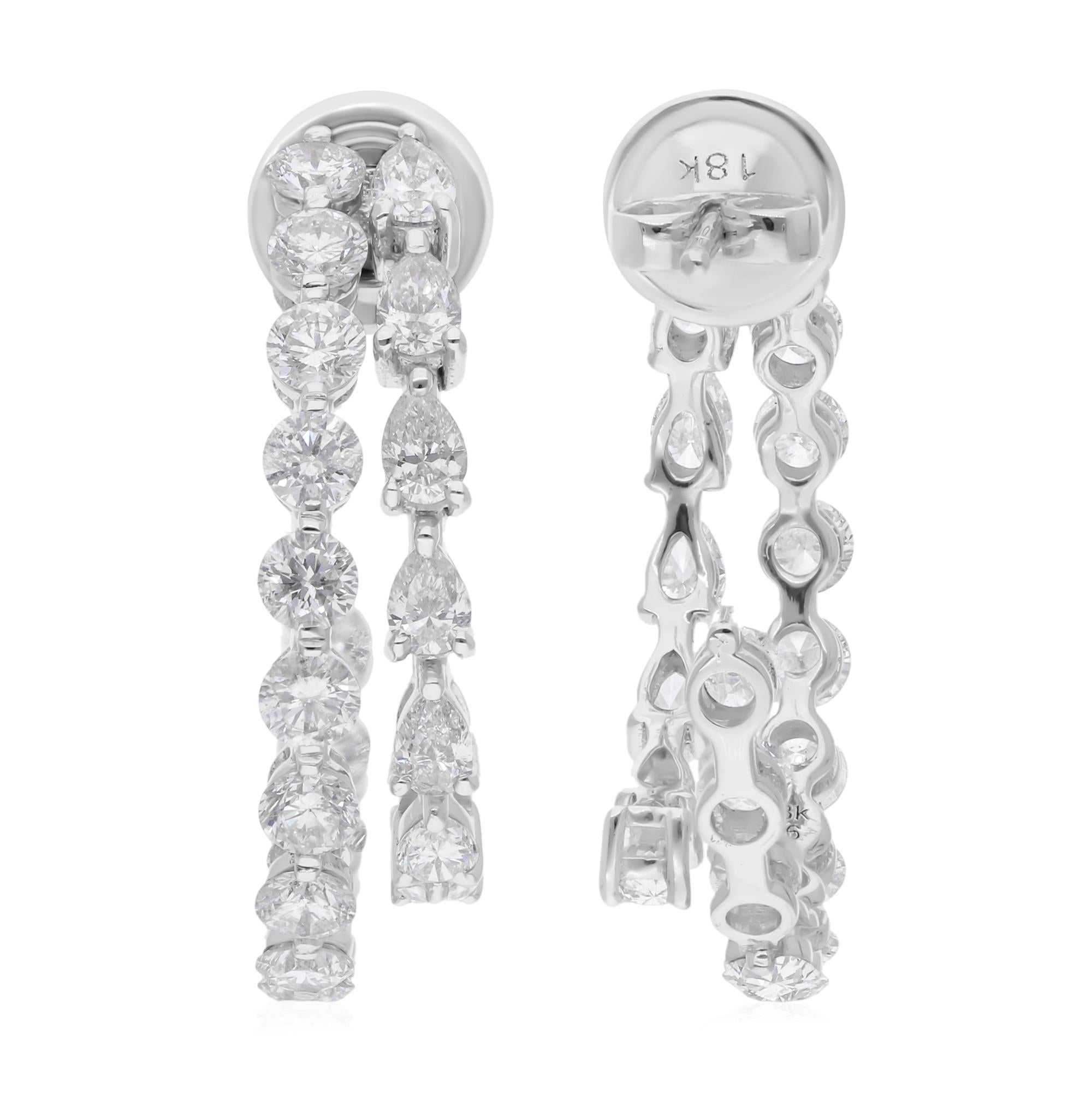 Moderne Boucles d'oreilles en or blanc 18k avec diamant poire taille brillant de 3.66 carats SI/H Naturel en vente