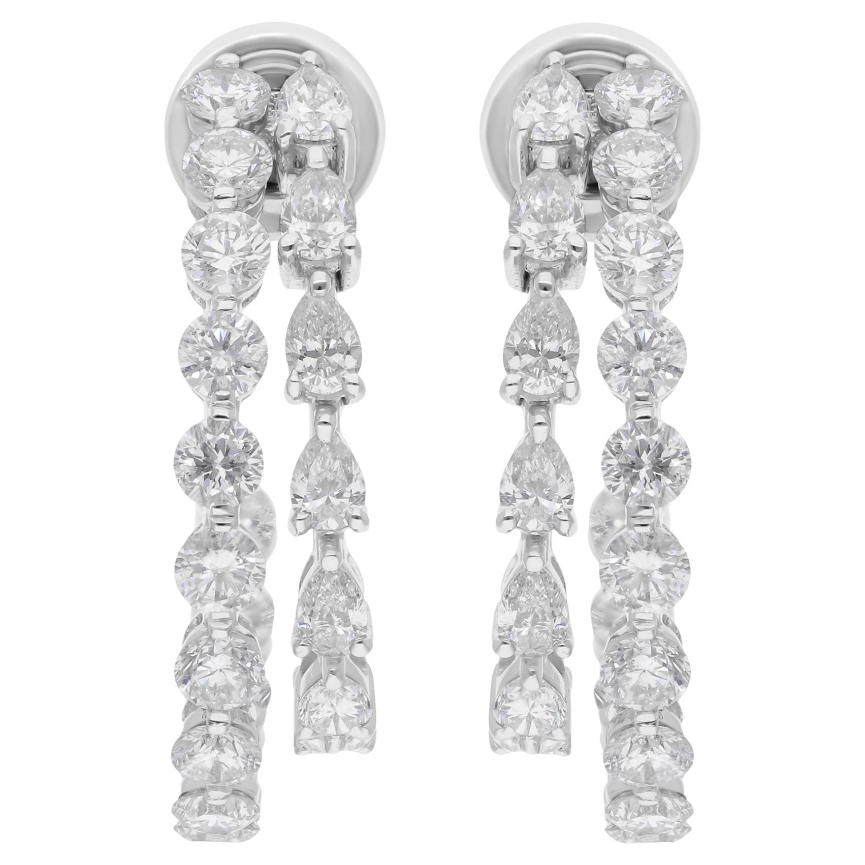 Natural 3.66 Carat SI/H Pear Brilliant Cut Diamond Earrings 18k White Gold