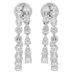 Natural 3.66 Carat SI/H Pear Brilliant Cut Diamond Earrings 18k White Gold