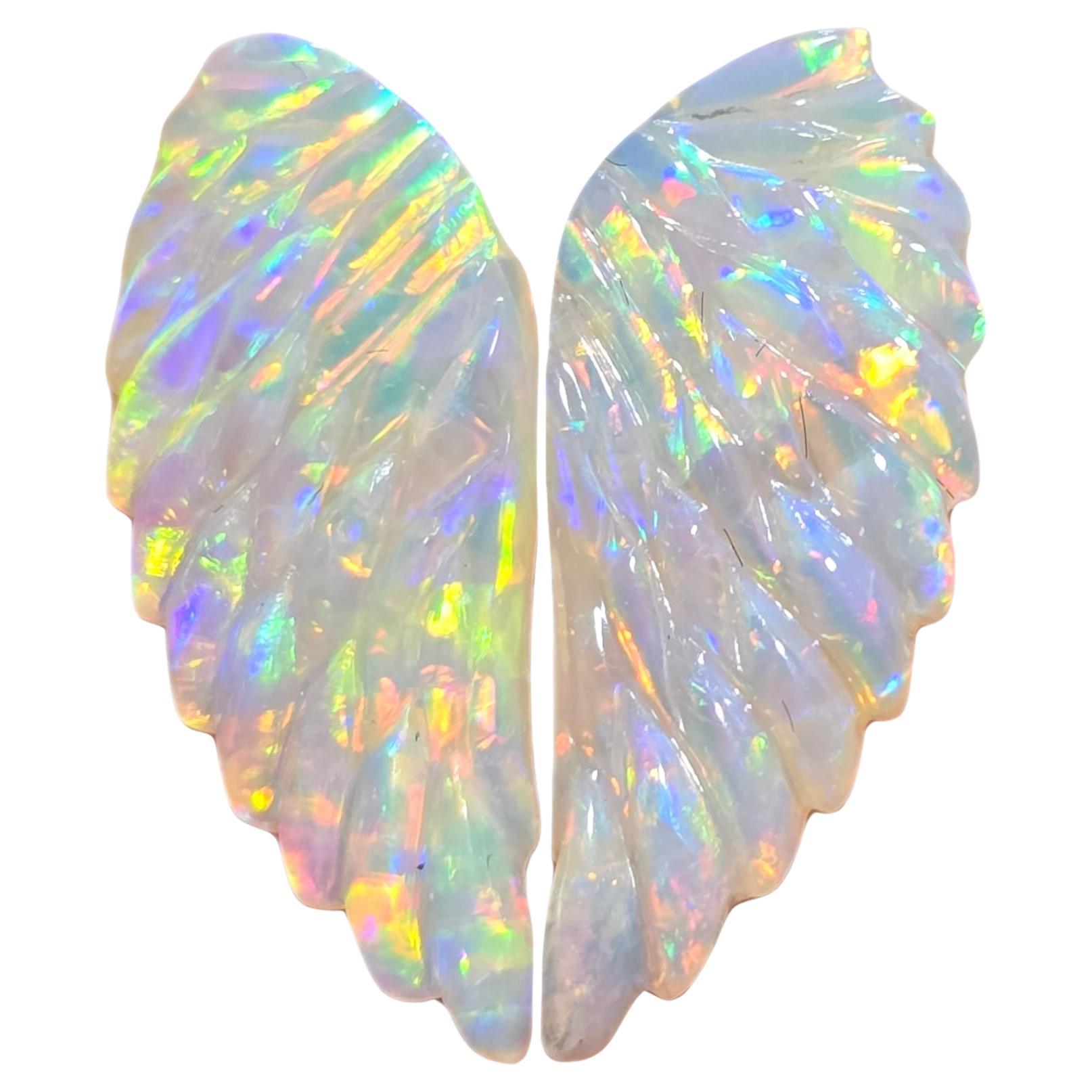Natural 3.66 Ct Australian Gem Crystal Angel Wings Opal mined by Sue Cooper For Sale