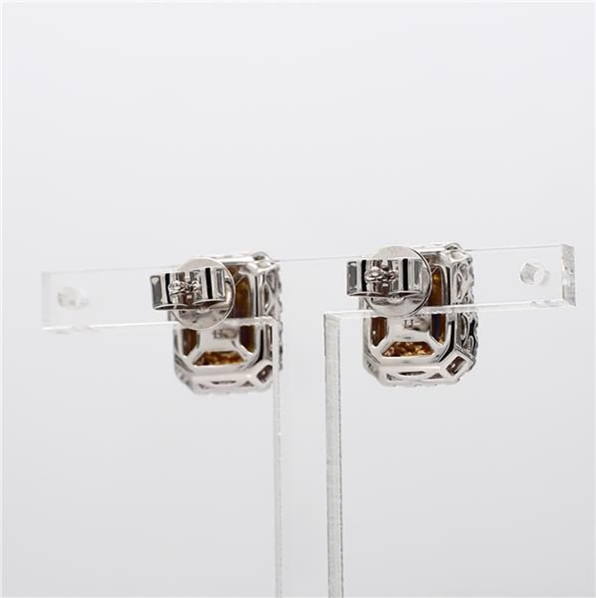 Natural Blue Emerald Cut Sapphire and White Diamond 1.34 Carat TW Gold Earrings In New Condition For Sale In New York, NY