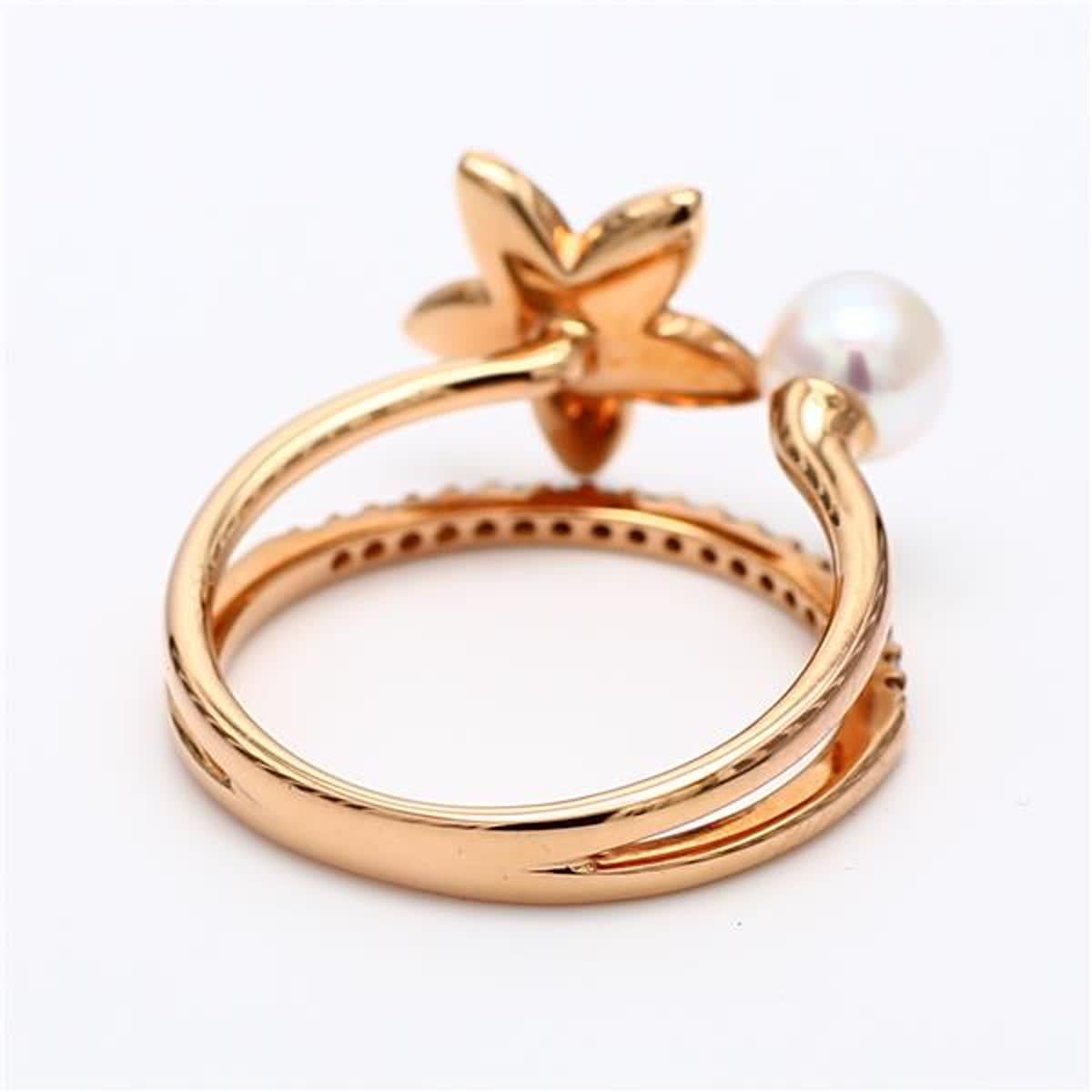 Contemporary Natural Pink Shell/Pearl and White Diamond .54 Carat TW Rose Gold Cocktail Ring