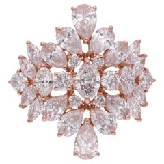 Handgefertigter natürlicher Cocktailring mit 3,70 Karat Diamanten aus 18 Karat Roségold