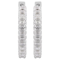 Natürliche 3,70 Karat Smaragdschliff Diamant-Ohrringe 14 Karat Weißgold-Schmuck