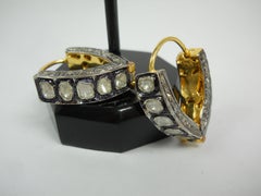 Pendientes de aro de plata de ley con diamante en bruto natural de 3,70 ct
