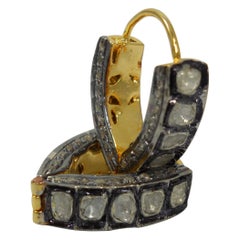 Pendientes de aro de plata de ley con diamante en bruto natural de 3,70 ct