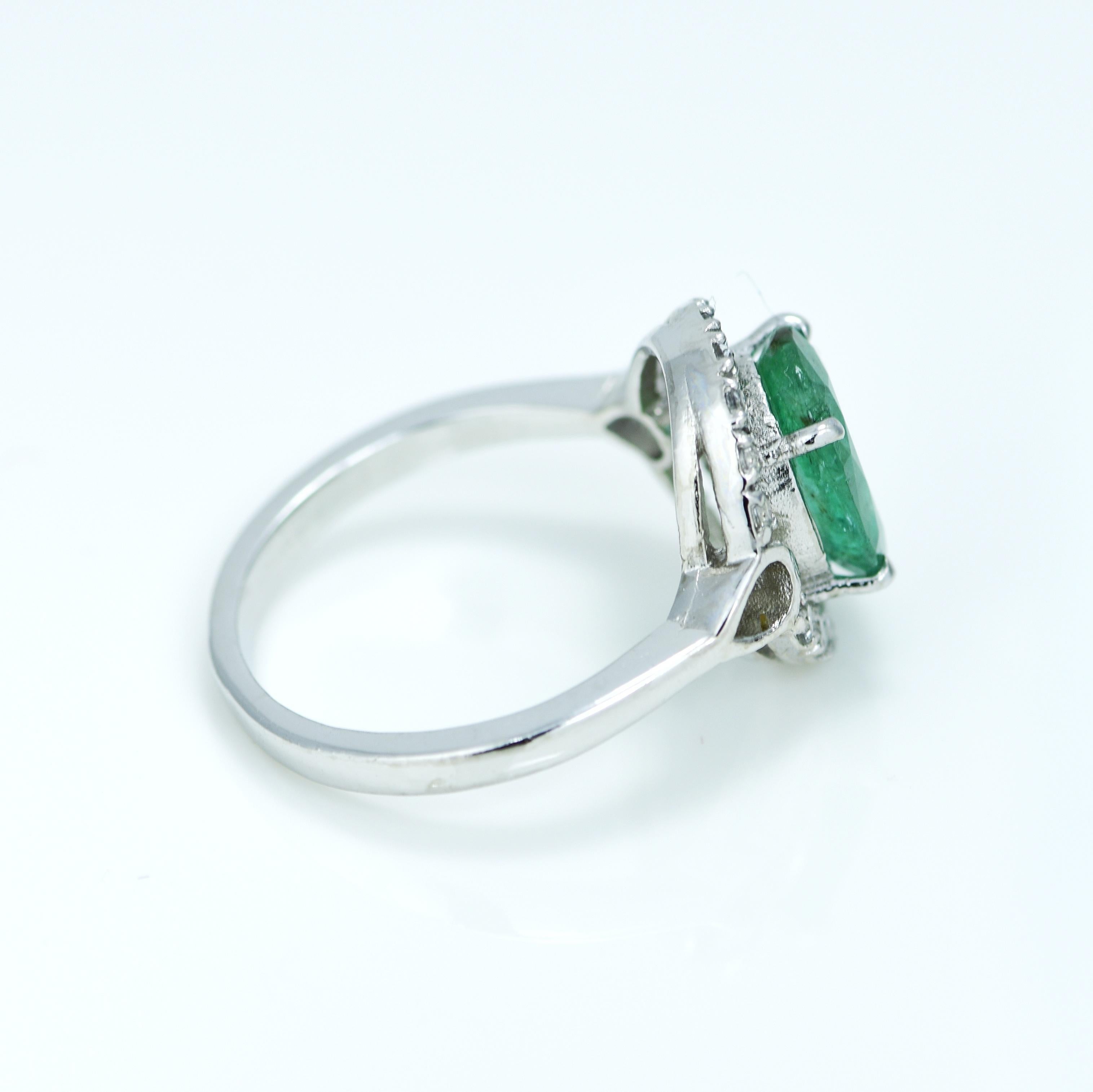 Women's Natural 3.75 Carat Emerald Halo Ring