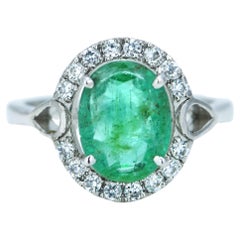Natural 3.75 Carat Emerald Halo Ring