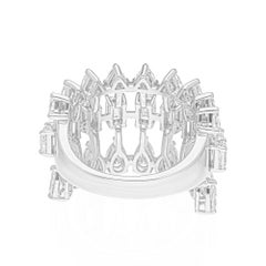 Natural 3.75 Carat SI/H Multi Shape Diamond Ring 18 Karat White Gold Jewelry