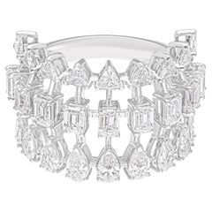 Anillo de diamantes naturales de 3,75 quilates SI/H en forma múltiple Joyas de oro blanco de 18 quilates
