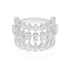 Anillo de diamantes naturales de 3,75 quilates SI/H en forma múltiple Joyas de oro blanco de 18 quilates