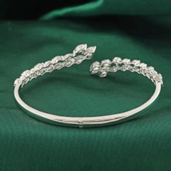 Pulsera tipo brazalete con diamante natural de 3,76 quilates, SI/H, en oro blanco de 18 quilates