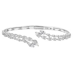 Pulsera tipo brazalete con diamante natural de 3,76 quilates, SI/H, en oro blanco de 18 quilates
