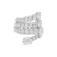 Anello a spirale con diamante ovale taglio smeraldo naturale da 3,76 carati SI/H in oro bianco 18 carati