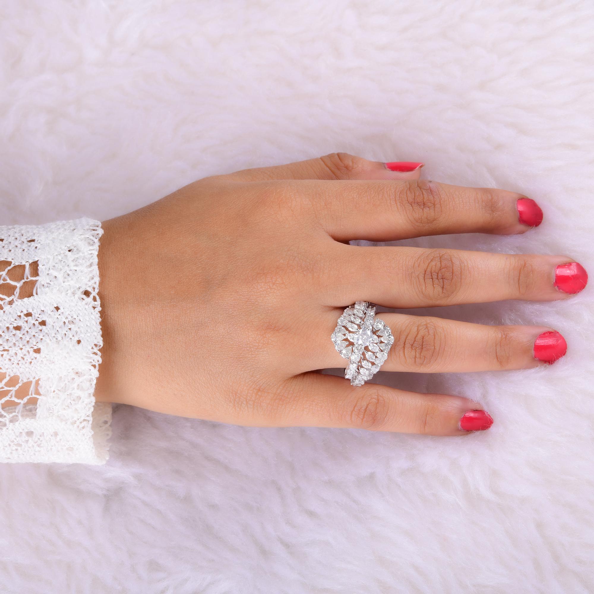 En vente :  Bague enveloppante de diamants naturels de 3,77 carats en or blanc 14 carats, faite à la main 2