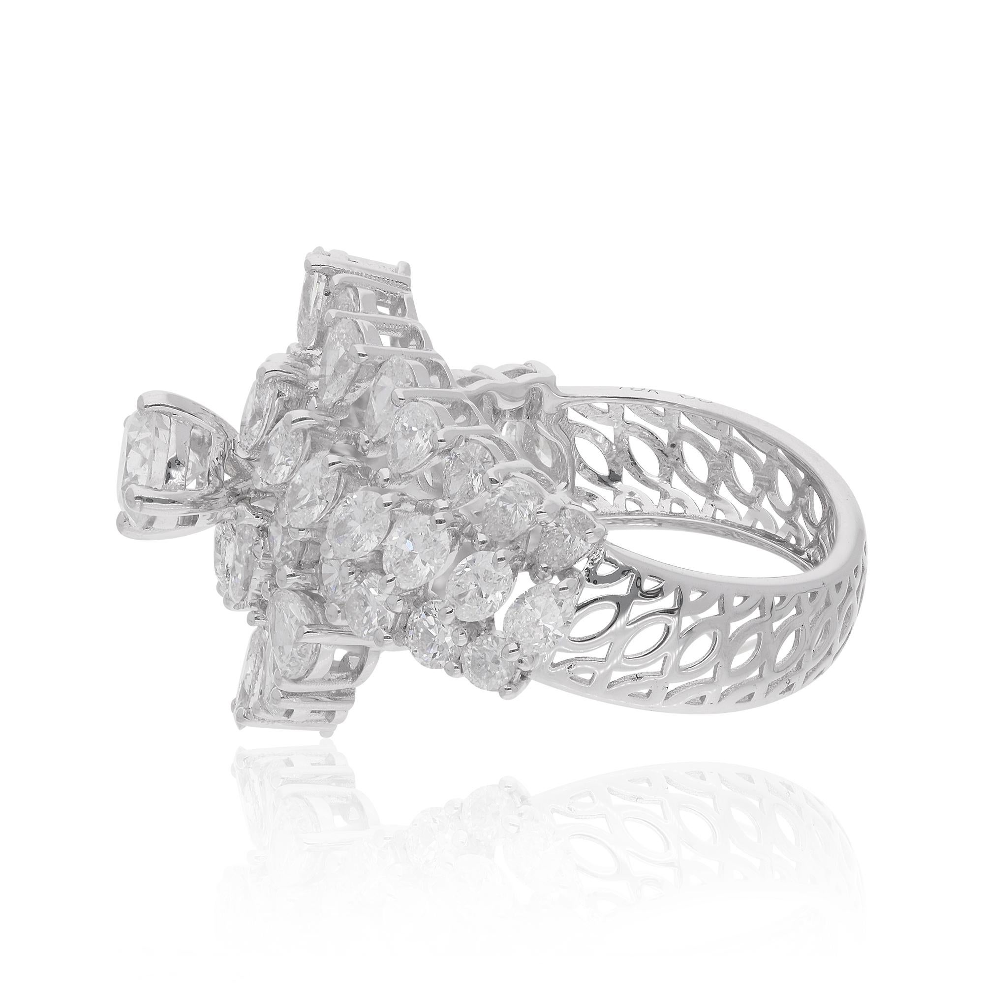 En vente :  Bague enveloppante de diamants naturels de 3,77 carats en or blanc 14 carats, faite à la main 5