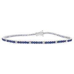Bracelet tennis en saphir bleu naturel de 3,78 carats et diamants 