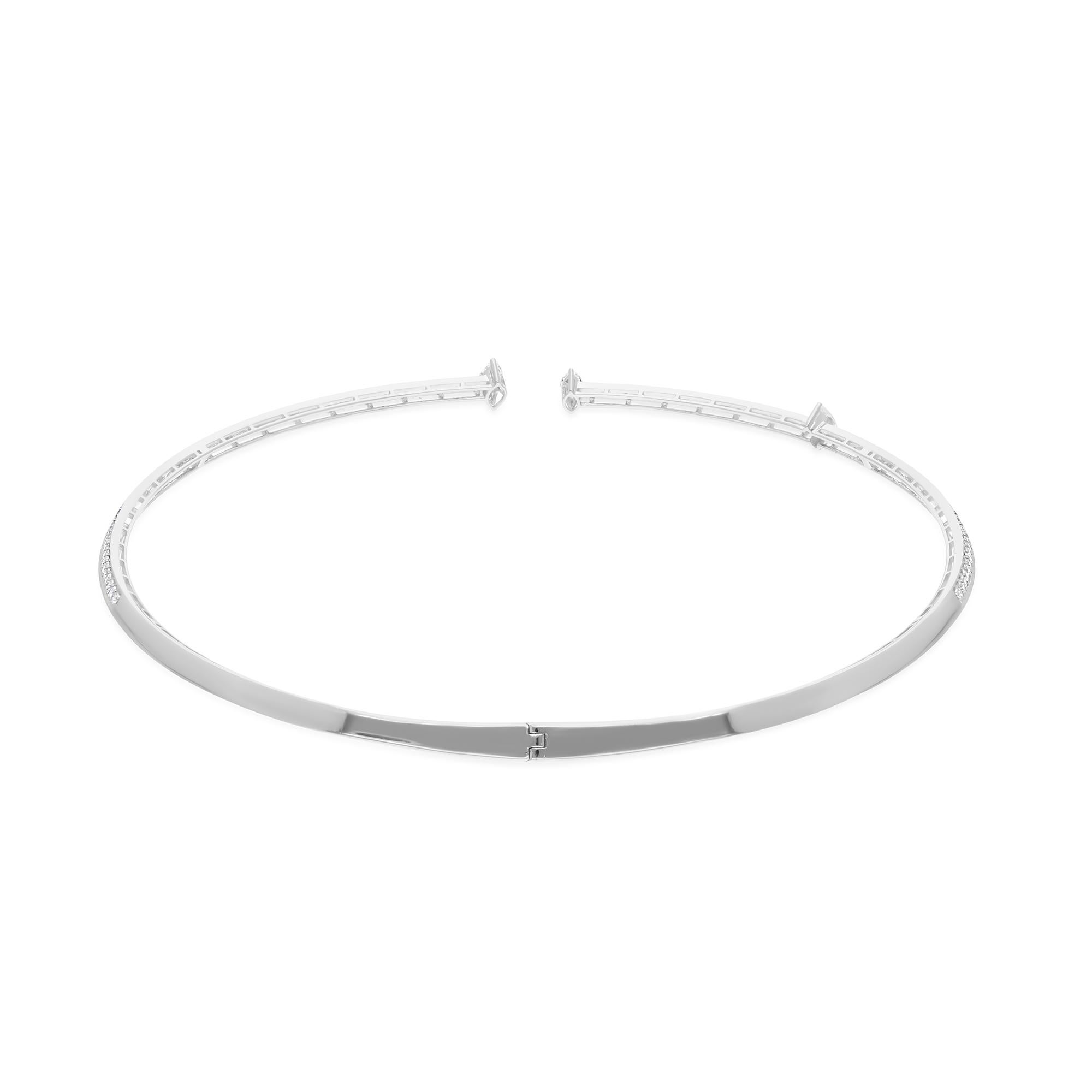 Round Cut Natural 3.80 Carat SI/H Marquise Round Diamond Choker Necklace 18K White Gold For Sale