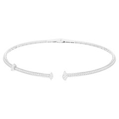 Natural 3.80 Carat SI/H Marquise Round Diamond Choker Necklace 18K White Gold