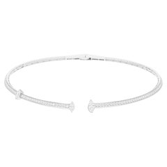 Natural 3.80 Carat SI/H Marquise Round Diamond Choker Necklace 18K White Gold
