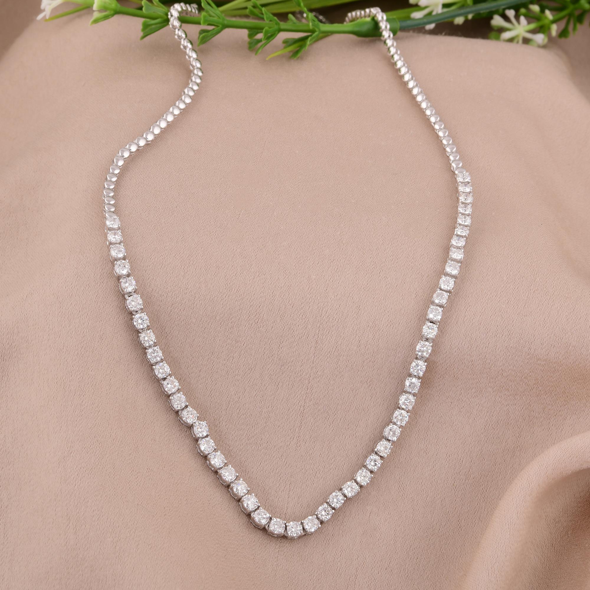 Women's Natural 3.81 Carat Round Diamond Necklace Solid 14 Karat White Gold Fine Jewelry For Sale