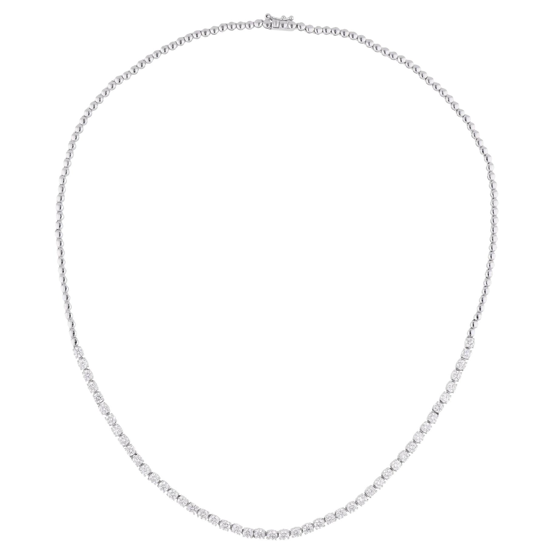 Collana di diamanti tondi naturali da 3,81 carati in oro bianco massiccio 14 carati Gioielli di pregio