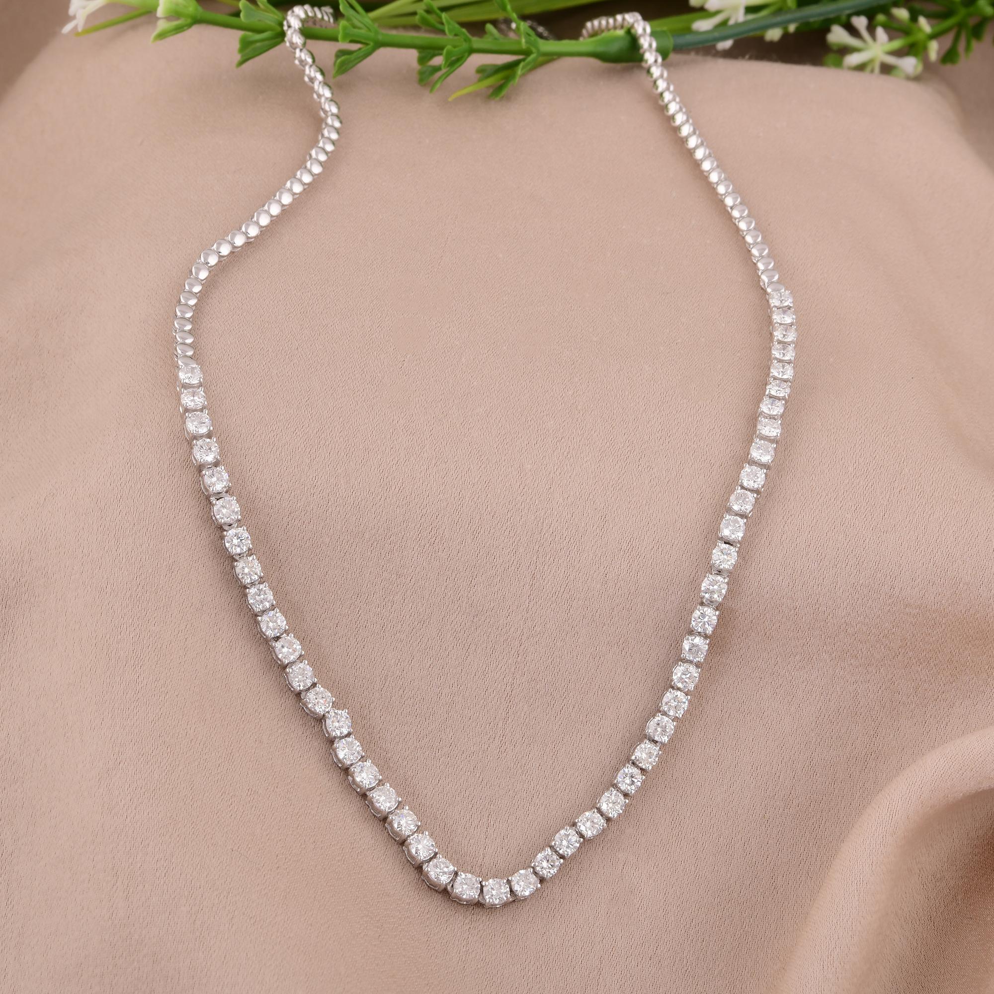 Natural 3.81 Carat Round Diamond Necklace Solid 18 Karat White Gold Fine Jewelry In New Condition For Sale In Diera, Dubai