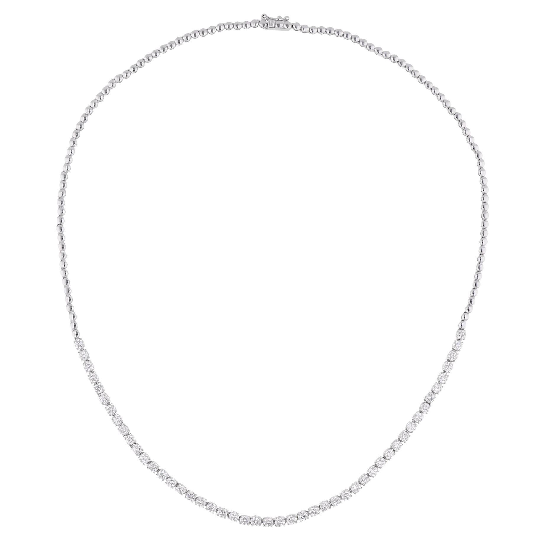 Natural 3.81 Carat Round Diamond Necklace Solid 18 Karat White Gold Fine Jewelry For Sale