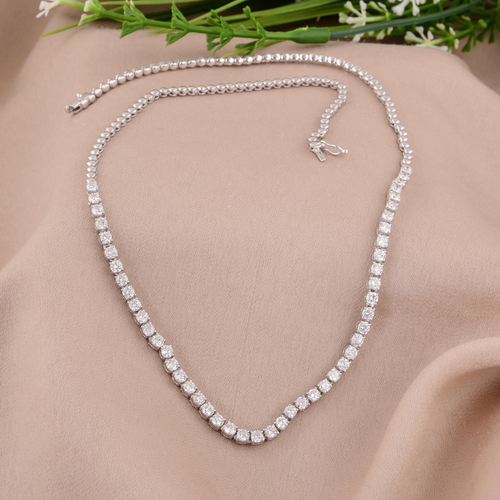 Taglio rotondo Collana a catena con diamanti naturali da 3,81 carati SI/H in oro bianco 14 carati Gioielli di pregio in vendita