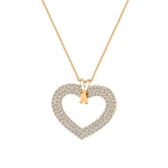 Natural 3.81 Carat SI/H Diamond Heart Pendant Necklace 14 Karat Yellow Gold