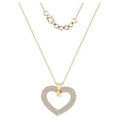 Natural 3.81 Carat SI/H Diamond Heart Pendant Necklace 14 Karat Yellow Gold
