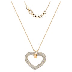 Collana con ciondolo a forma di cuore con diamante naturale da 3,81 carati, SI/H, in oro giallo 18 carati