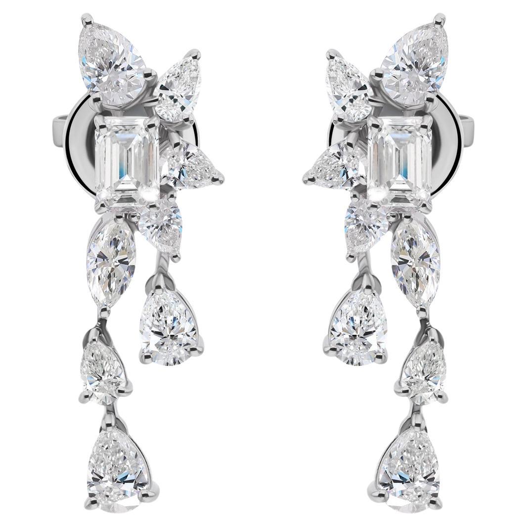 Natural 3.84 Carat SI Clarity HI Color Diamond Earrings 14 Karat White Gold