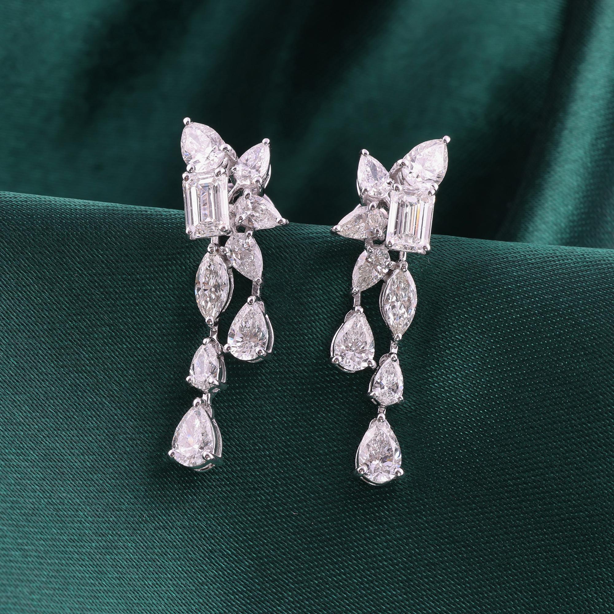 Pendientes de diamantes naturales de 3,84 quilates, claridad SI y color HI, oro blanco de 18 quilates Corte pera en venta