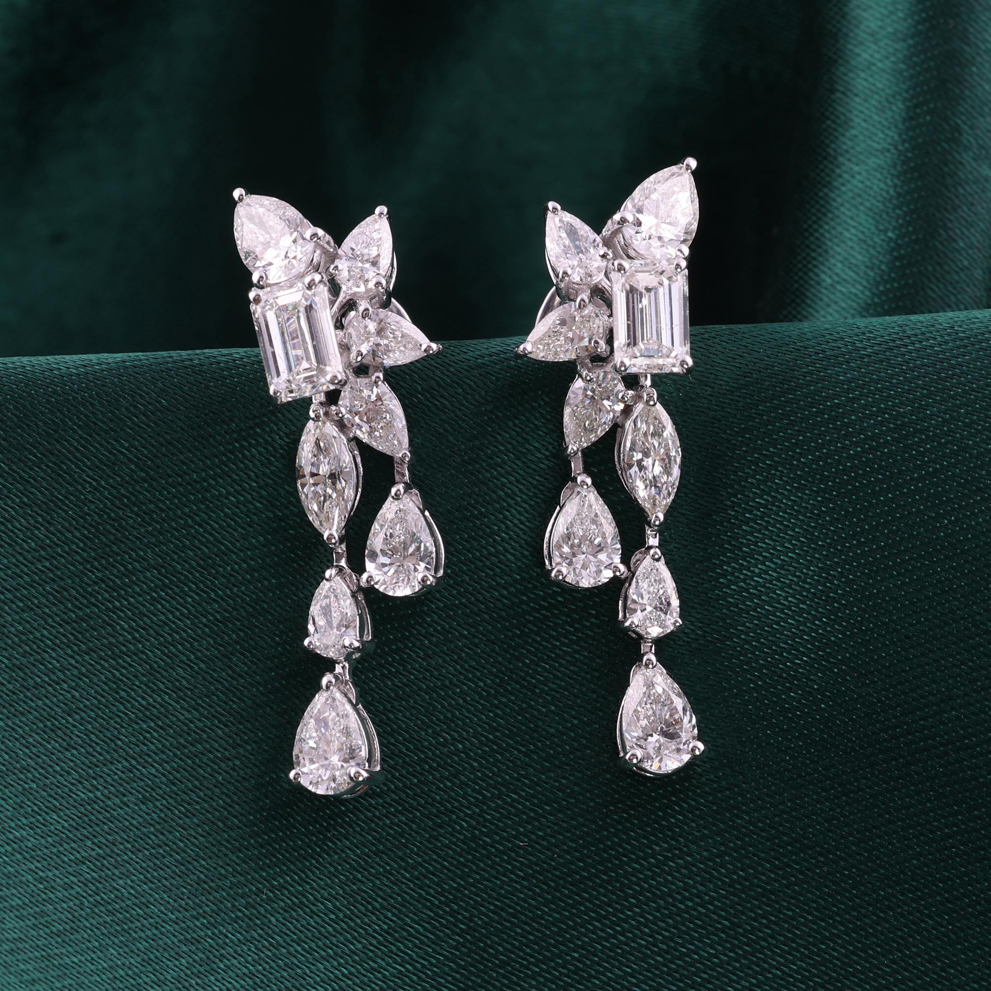 Pendientes de diamantes naturales de 3,84 quilates, claridad SI y color HI, oro blanco de 18 quilates en Nuevo estado para la venta en Diera, AE